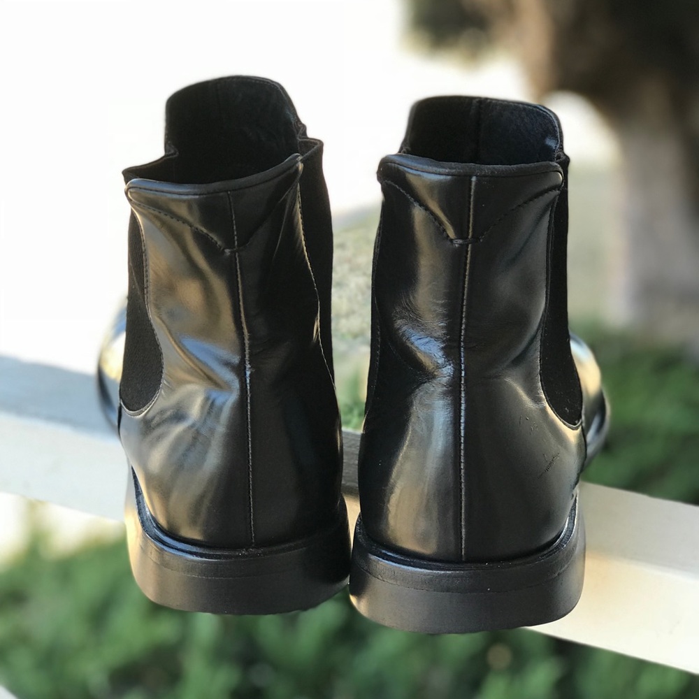 Sold- Prada Black Leather Square Toe Chelsea Boots - Picture 6 of 8